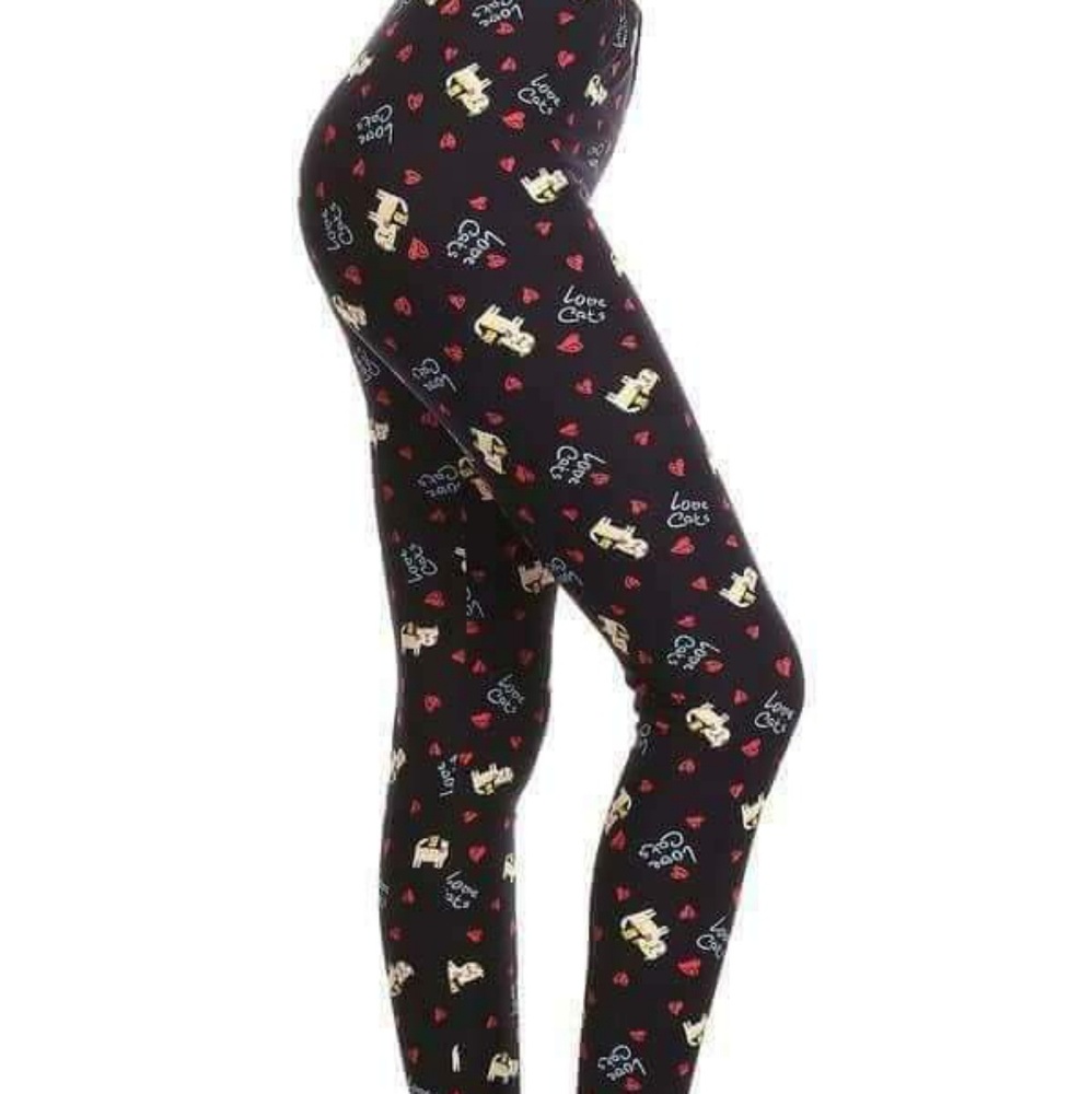 Plus "Love Cats" Print Leggings